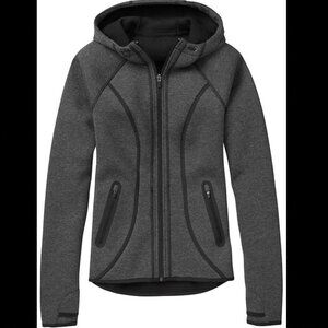Athleta Fuse Jacket Gray Full Zip Activewear Running Hooded Coat Sz S